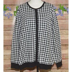 Jessica London Retro Womens Houndstooth Cardigan Sweater Plus Size 1X 22W Career